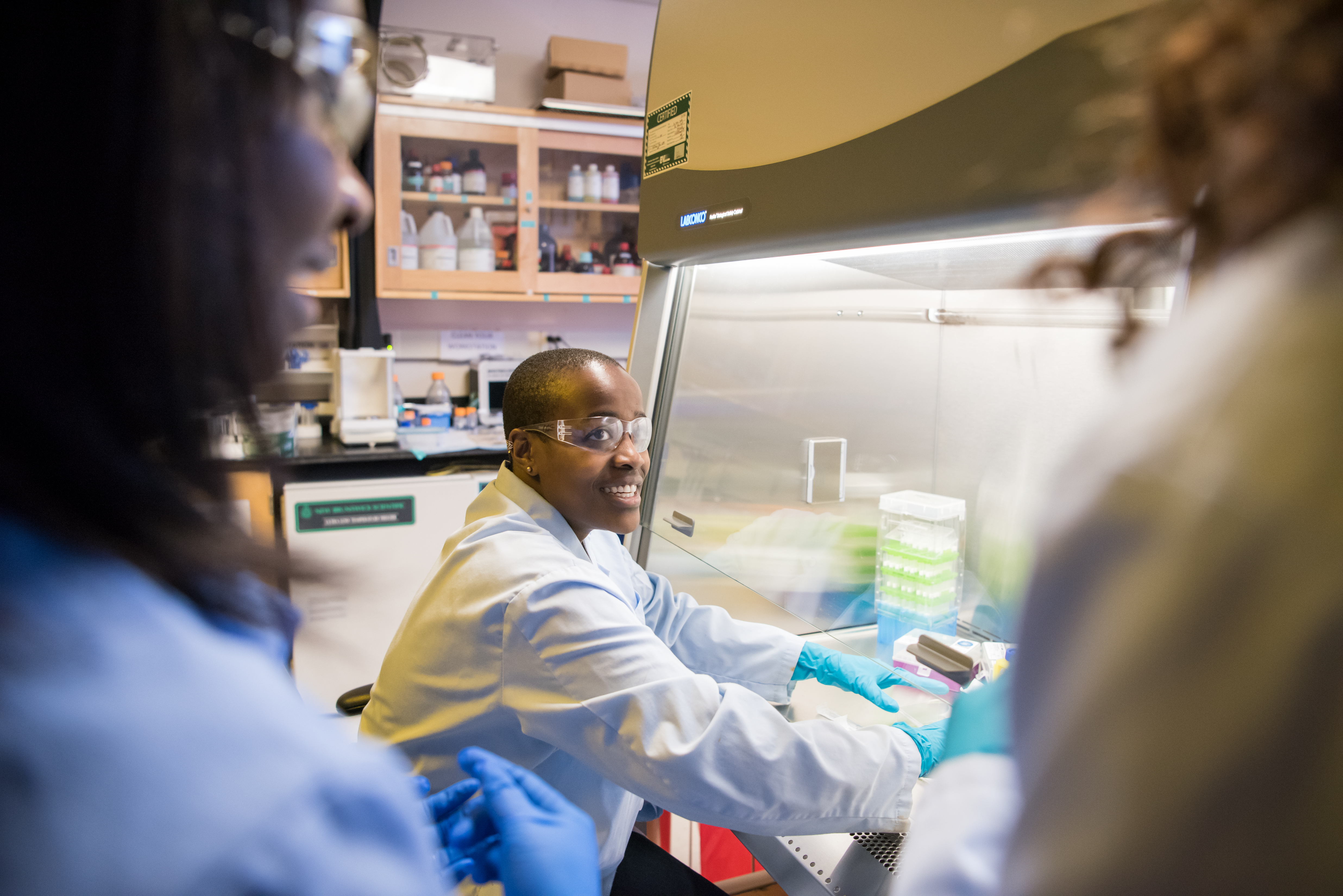 Naomi Mburu, a Class of 2018 Meyerhoff scholar, MARC U*STAR scholar and now a Rhodes scholar, works on her chemical engineering research project. Mburu was part of the UMBC's program that fosters success among underrepresented minorities in STEM.