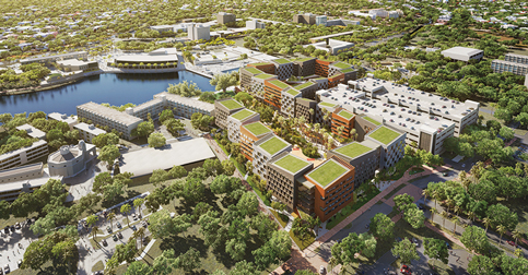 The University of Miami is building two new student housing complexes, including Lakeside Village (pictured).