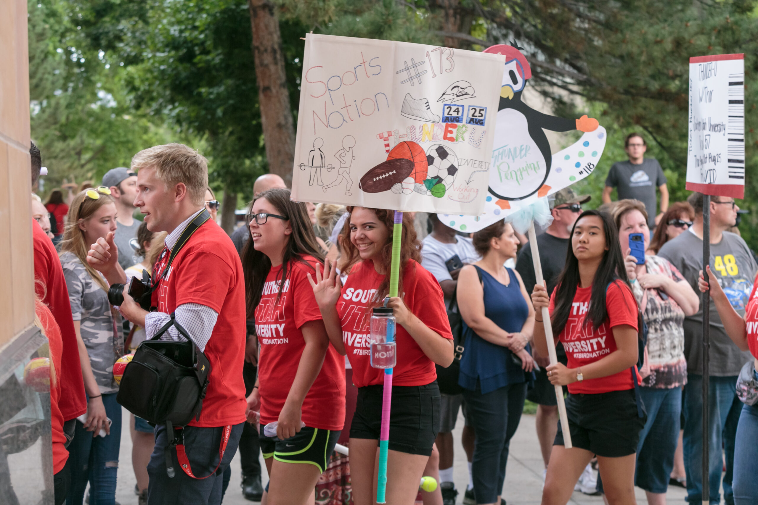 Some freshman orientation ideas revolve around certain landmarks on a college campus. At Southern Utah University, incoming students are cheered by faculty, staff and students as they walk underneath the Carter Carillion bell tower.