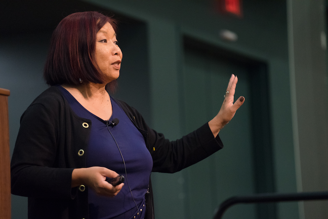 Infusing equity, diversity and inclusion into all campus operations is San Jose State University Chief Diversity Officer Kathleen Wong-Lau's top priority. (Photo: James Tensuan/San Jose State University)