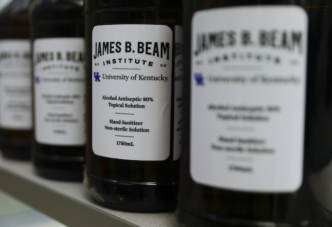 The University of Kentucky's James B. Beam Institute, which typically trains students for the bourbon industry, has been making sanitizer for health care workers.