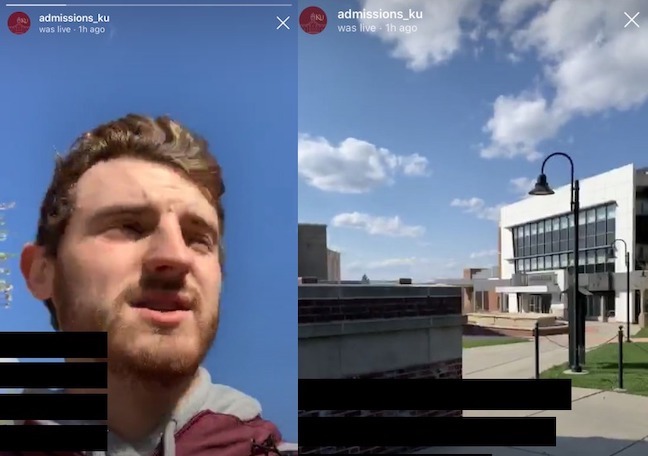 Kutztown University's virtual campus tour guides couldn't enter locked down buildings but they could answer questions in real-time on Instagram.