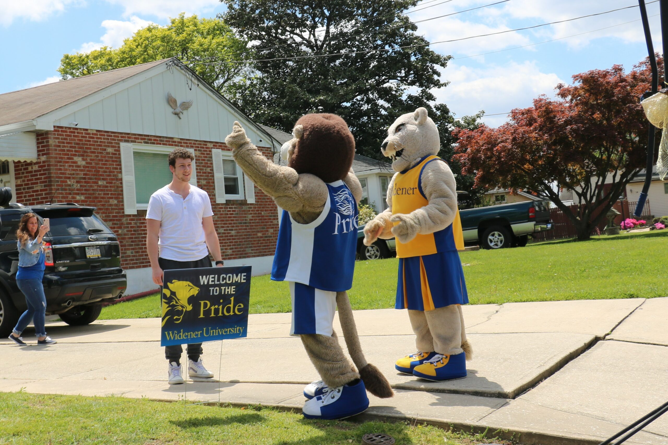 Mascots visiting acccepted students' home is just a part of Widener University's enrollment strategy for fall 2020.