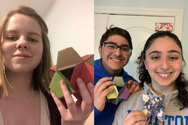 Sharing selfies of origami creations kept Hamilton College coding students engaged as they create digital music and animations for their final project.